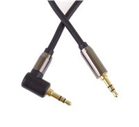 PremiumCord HQ stíněný kabel stereo Jack 3.5mm - Jack 3.5mm zahnutý 90°, 5m