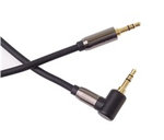 PremiumCord HQ stíněný kabel stereo Jack 3.5mm - Jack 3.5mm zahnutý 90°, 5m