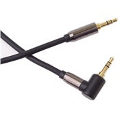 PremiumCord HQ stíněný kabel stereo Jack 3.5mm - Jack 3.5mm zahnutý 90°, 5m
