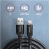 AXAGON BUCM-AM10AB, HQ kábel USB-C <-> USB-A, 1 m, USB 2.0, 3A, ALU, opletenie, čierny