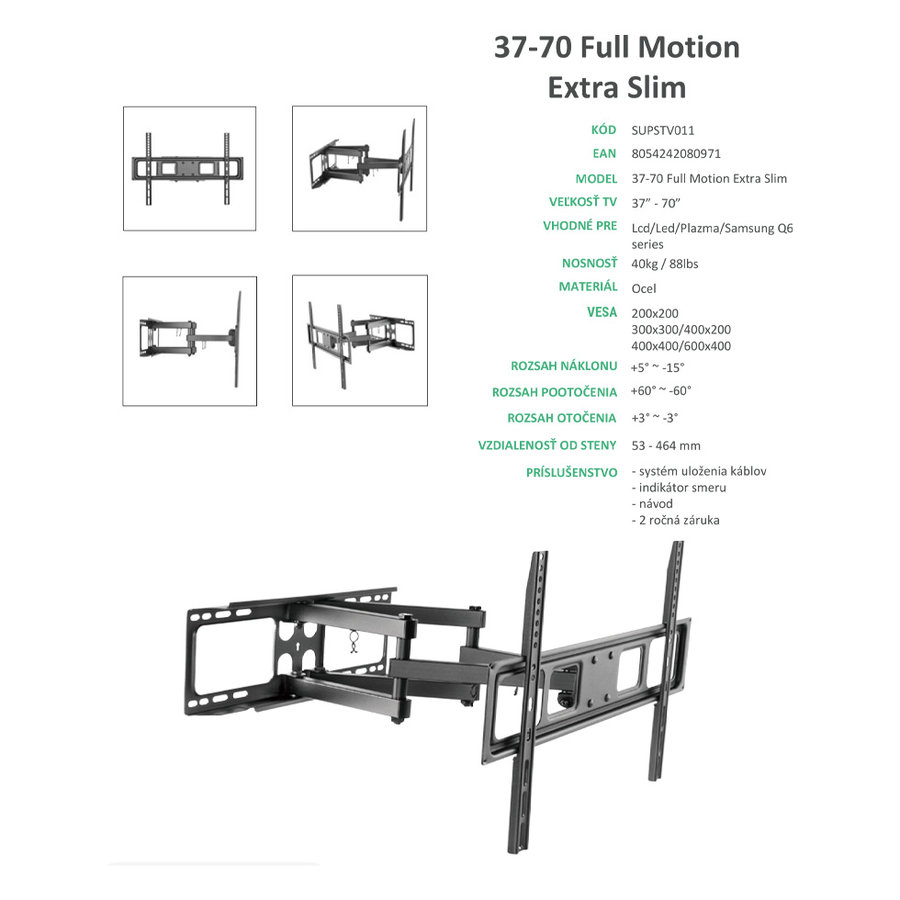 Superior držiak na TV 37-80" Full Motion Extra Slim