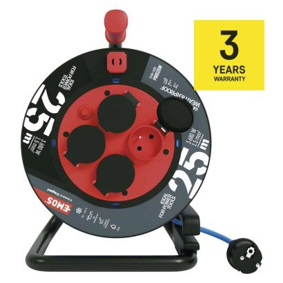 EMOS Weatherproof navijak kábla 25 m / 4 zásuvky / modrý / silikónový / 230 V / 1,5 mm2