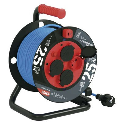 EMOS Weatherproof navijak kábla 25 m / 4 zásuvky / modrý / silikónový / 230 V / 1,5 mm2