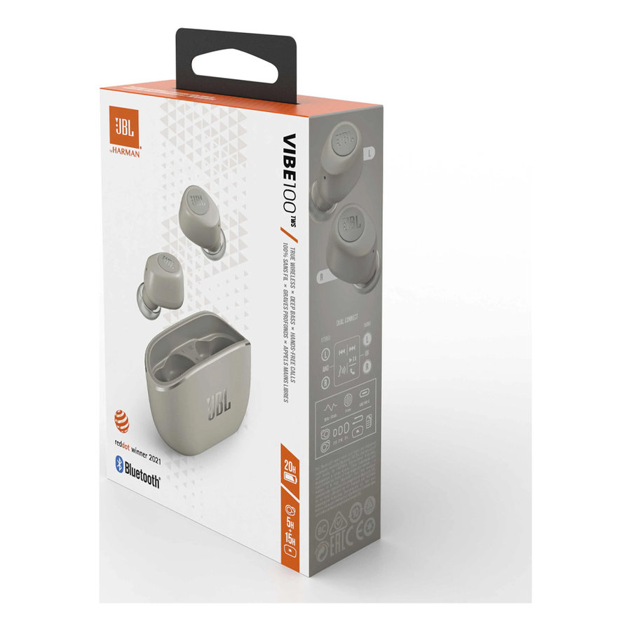Bluetooth slúchadlá JBL Vibe 100 TWS sand ivory