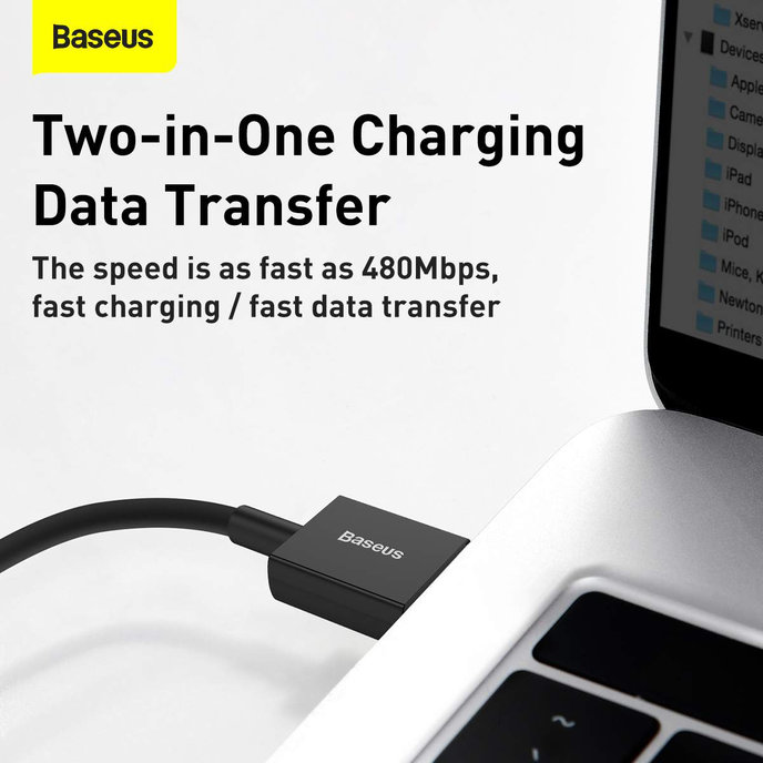 Baseus Superior USB-A/C kábel 66W 2m čierny (CATYS-A01)
