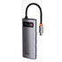 Baseus USB Hub Metal Gleam Series 5v1 (USB-C PD 100W, 3x USB 3.0, HDMI) sivý