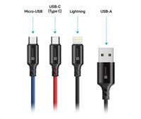 CONNECT IT Wirez 3v1 USB-C &amp; Micro USB &amp; Lightning, 1,2 m