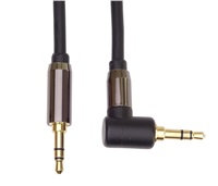 PremiumCord HQ stíněný kabel stereo Jack 3.5mm - Jack 3.5mm zahnutý 90°, 5m