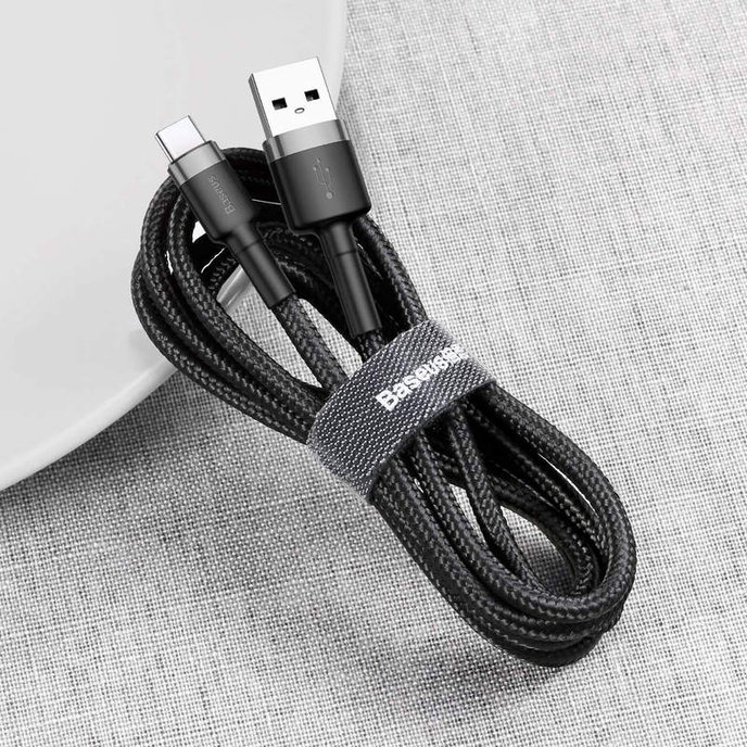Baseus Cafule USB-A/C kábel 3A 2m čierny (CATKLF-CG1)