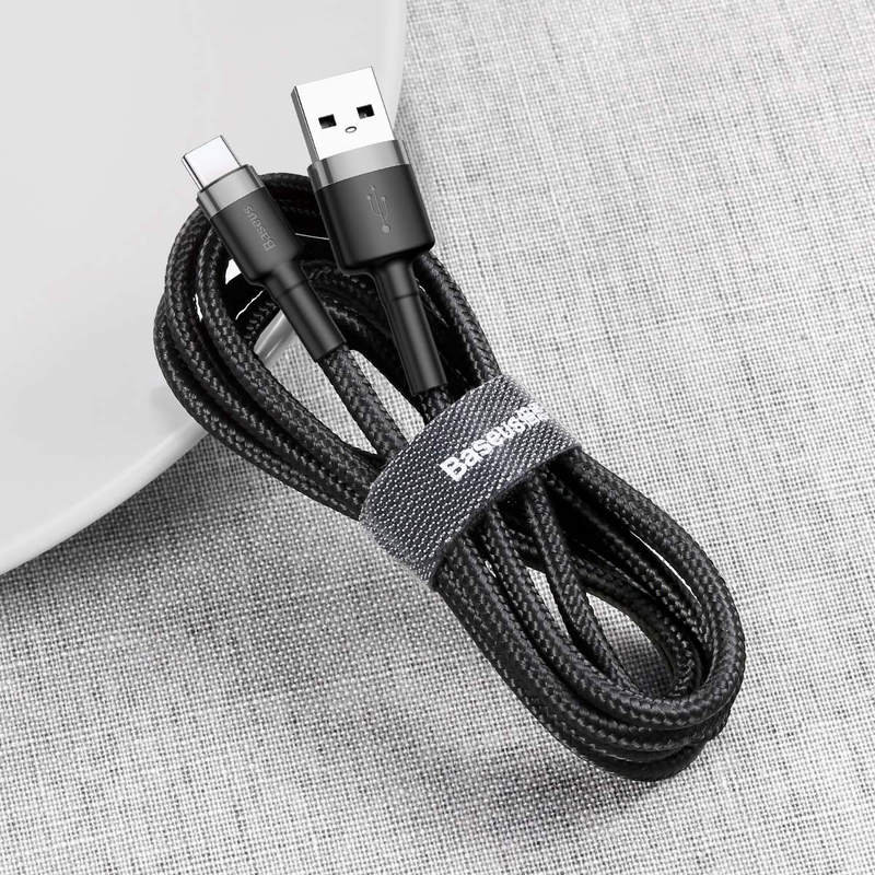 Baseus Cafule USB-A/C kábel 3A 2m čierny (CATKLF-CG1)