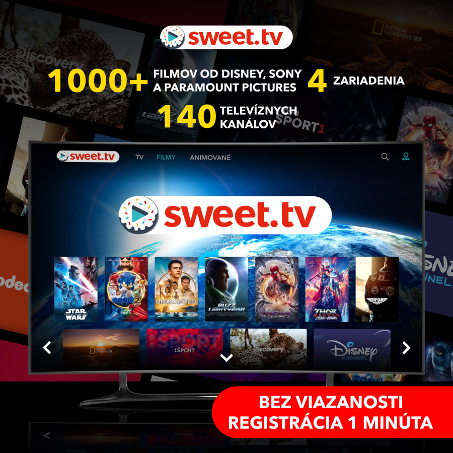 STRONG Sweet.tv predplatné 3 mesiace balík "L"+ 3 kinopremiéry