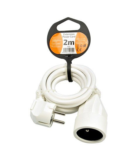 Solight prodlužovací kabel - spojka, 1 zásuvka, bílá, 2m