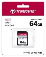 Karta TRANSCEND SDXC 64GB 300S, UHS-I U3 V10 (R:100/W:25 MB/s)