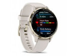 Garmin Venu® 3S, Nerezová luneta Soft Gold, pouzdro Ivory, silikonový řemínek