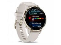 Garmin Venu® 3S, Nerezová luneta Soft Gold, pouzdro Ivory, silikonový řemínek