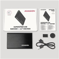 AXAGON EE25-A6M, USB 3.2 Gen 1 - SATA 6G 2.5" kovový box RAW, bez skrutiek