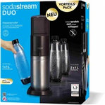 SodaStream Duo Titan Promo-Pack výrobník sody, 2 skleněné láhve, 1 plastová láhev, bombička s CO2, černý