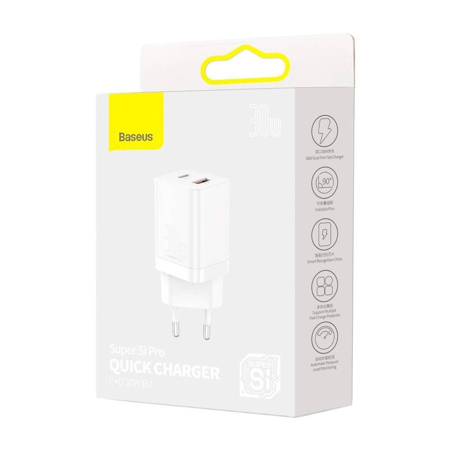 Baseus Super Si Por QC USB+USB-C 30W biela (CCSUPP-E02)