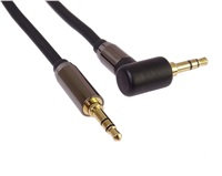 PremiumCord HQ stíněný kabel stereo Jack 3.5mm - Jack 3.5mm zahnutý 90°, 5m