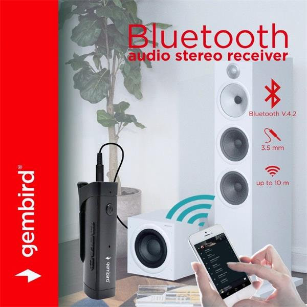 GEMBIRD USB Bluetooth adaptér v4.2, stereo audio prijímač, čierny
