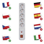 EMOS Prepäťová ochrana – 5 zásuviek 1,5m, sivá