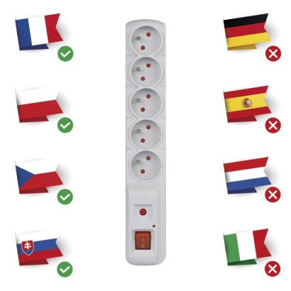 EMOS Prepäťová ochrana – 5 zásuviek 1,5m, sivá