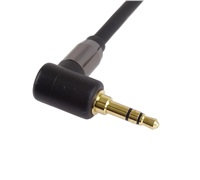 PremiumCord HQ stíněný kabel stereo Jack 3.5mm - Jack 3.5mm zahnutý 90°, 5m