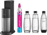 SodaStream Duo Titan Promo-Pack výrobník sody, 2 skleněné láhve, 1 plastová láhev, bombička s CO2, černý