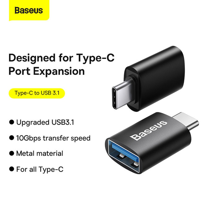 Baseus Converter Ingenuity Series Mini USB-A to Type-C, čierny