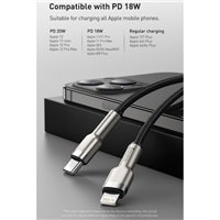 Baseus Cafule Series USB-C na Lightning PD 20W nabíjací/dátový kábel 0.25 m, čierna