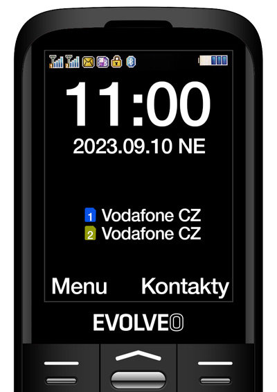 EVOLVEO EasyPhone FS, vyklápěcí mobilní telefon 2.8" pro seniory s nabíjecím stojánkem (černá barva)
