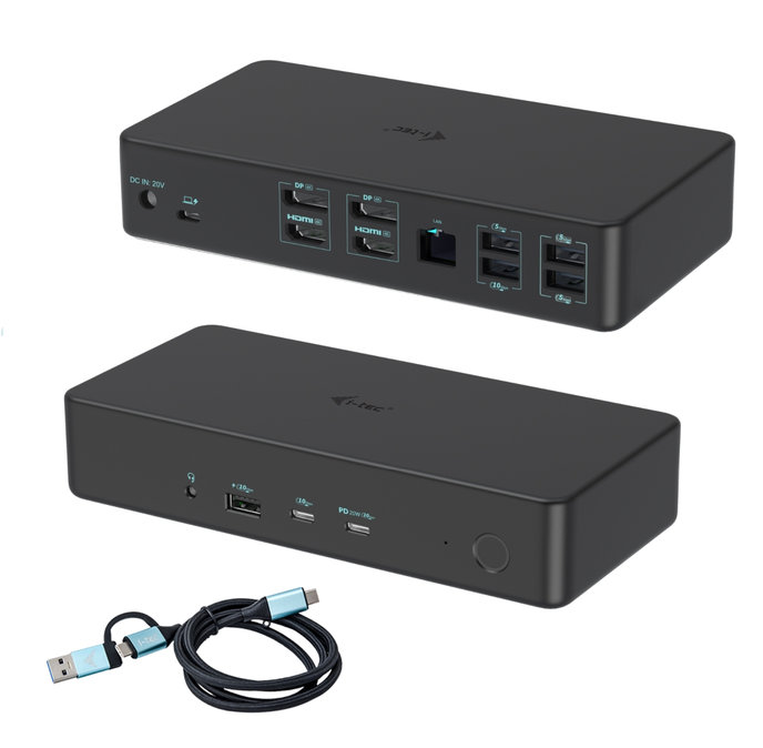i-tec USB 3.0/USB-C/Thunderbolt 3 Professional Dual 4K Display Dock.st. Gen2, PD 100W
