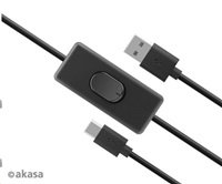 Kábel AKASA USB-A 2.0 na USB-C, napájací kábel s prepínačom (pre Raspberry Pi 4), 1.5m