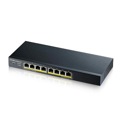 Zyxel GS1900-8HP v3 8-portový stolový gigabitový webový inteligentný PoE switch: 8x Gigabit metal, IPv6, PoE budget 70W