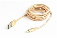 GEMBIRD CABLEXPERT USB 2.0 Nabíjací a synchronizačný kábel Lightning (IP5 a vyšší), opletený, 1,8 m, zlatý, blister