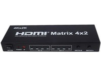 PremiumCord HDMI maticový prepínač 4:2, so zvukom, rozlíšenie 4Kx2K