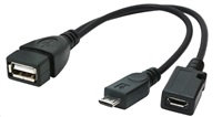 GEMBIRD kábel CABLEXPERT USB AF/micro BM + micro BF, OTG + nabíjanie, 15 cm, pre tablety a smartfóny