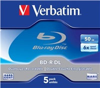 VERBATIM BD-R DL(5-Pack)Jewel/6x/50GB