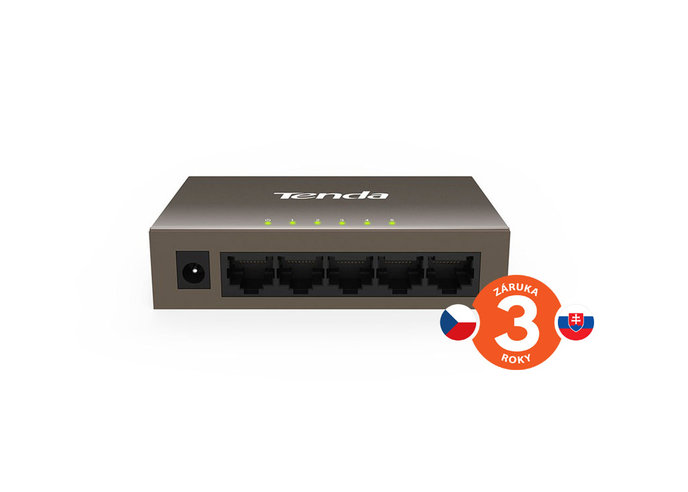 Tenda TEF1005D - 5x 10/100Mbps Switch, Fanless-bez ventilátorov, ochrana proti prepätiu, Auto MDI/MDIX