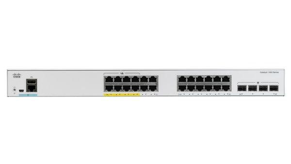 CISCO Catalyst C1000-24P-4G-L, 24x 10/100/1000 Ethernet PoE+ portu a 195W PoE budget, 4x 1G SFP uplinks