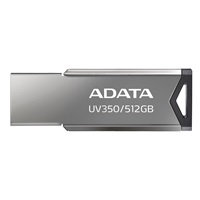 A-DATA ADATA Flash Disk 512GB UV350, USB 3.2 Dash Drive, tmavě stříbrná textura kov