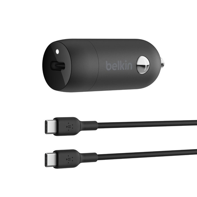 Belkin Car Charger 30W With PPS W/PVC, C-C, 1M Blk