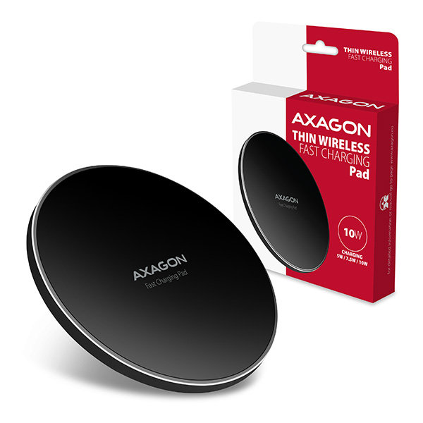 AXAGON WDC-P10T, tenká bezdrôtová rýchlonabíjačka, Qi 5/7.5/10 W, micro USB
