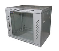 LEXI-Net 19" nástěnný rozvaděč 9U 600x450, nosnost 60 kg, skleněné dveře, rozložený, šedý