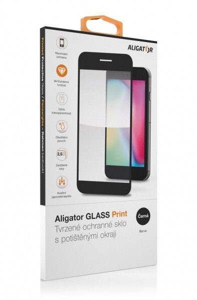 Aligator ochranné tvrdené sklo GLASS PRINT, Xiaomi Redmi Note 12 Pro/Pro+, čierna, celoplošné lepenie
