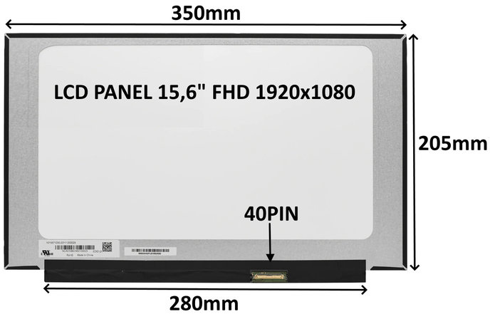 SIL LCD PANEL 15,6" FHD 1920x1080 40PIN MATNÝ IPS 144HZ / BEZ ÚCHYTŮ