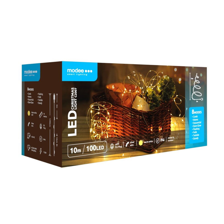 MODEE LIGHTNING Modee Lighting LED vianočná reťaz 100 LED 10m teplá biela cooper