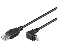 Kábel USB PREMIUMCORD 2.0 Spojovací uhol A-Micro B 90 stupňov 1.8 m (čierna)