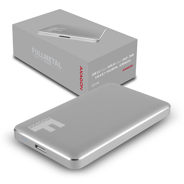 AXAGON EE25-F6G, USB3.0 - SATA 6G 2.5" vonkajší box FULLMETAL, titánovo šedý