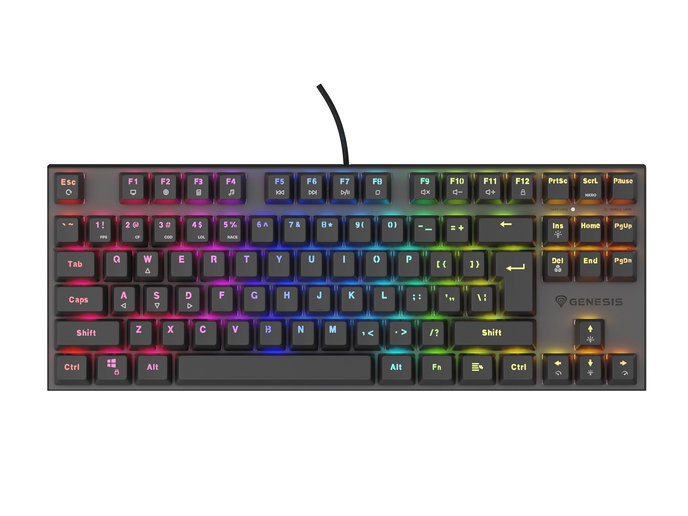 Herná klávesnica Genesis herní mechanická klávesnice THOR 303/TKL/RGB/Outemu Peach Silent/Drátová USB/US layout/Černá